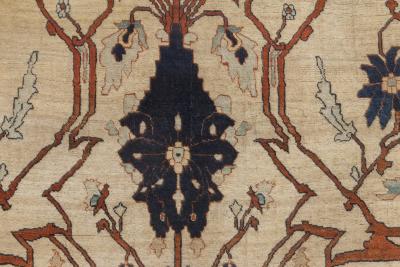 19th Century Persian Tabriz Cream Brown Gray and Black Handwoven Wool Rug