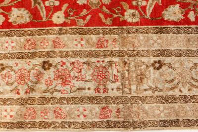19th Century Persian Tabriz Red Hand Knotted Wool Carpet
