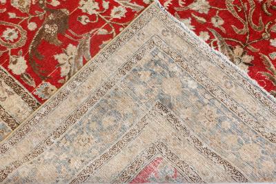 19th Century Persian Tabriz Red Hand Knotted Wool Carpet