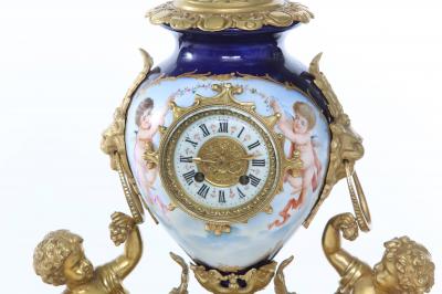 19th Century Porcelain Gilt Bronze Three Piece Garniture