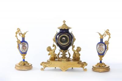 19th Century Porcelain Gilt Bronze Three Piece Garniture