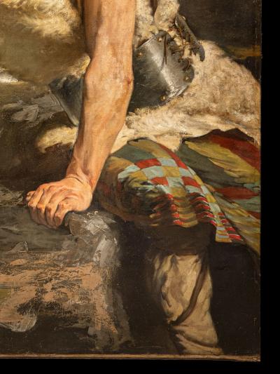 19th Century Portrait of a Germanic Warrior Chief Wearing a Winged Helmet