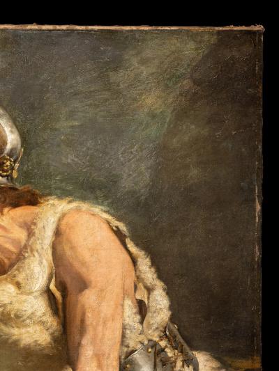 19th Century Portrait of a Germanic Warrior Chief Wearing a Winged Helmet