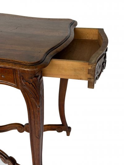 19th Century Provincial French Louis XV Style Center Table with X Form Stretcher
