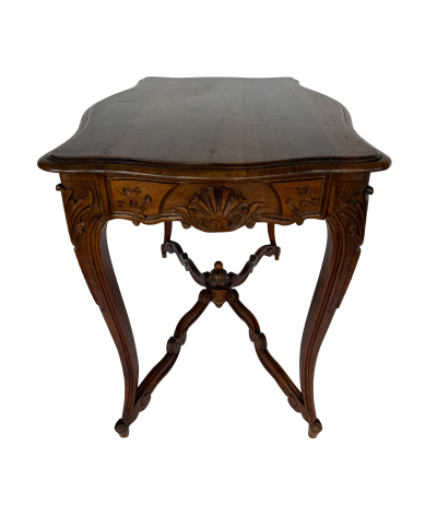 19th Century Provincial French Louis XV Style Center Table with X Form Stretcher