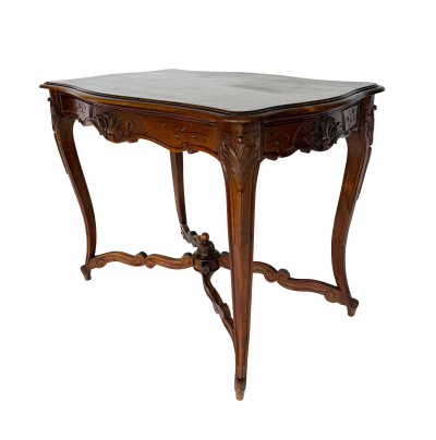 19th Century Provincial French Louis XV Style Center Table with X Form Stretcher