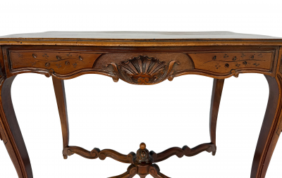 19th Century Provincial French Louis XV Style Center Table with X Form Stretcher