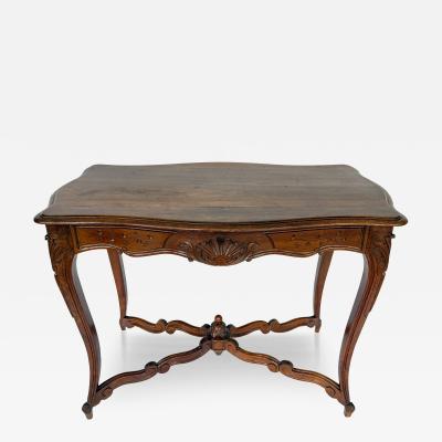 19th Century Provincial French Louis XV Style Center Table with X Form Stretcher