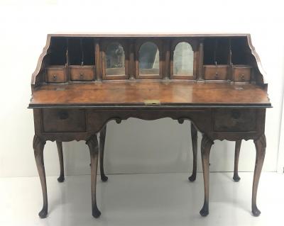19th Century Queen Anne Style Walnut Inlaid Secretary