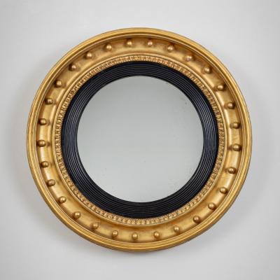 19th Century Regency Giltwood Convex Mirror