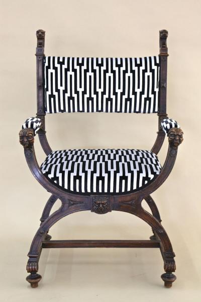 19th Century Renaissance Revival X Chair Savonarola Armchair Austria ca 1860