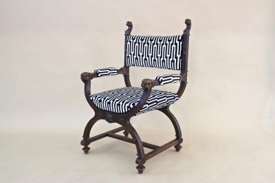 19th Century Renaissance Revival X Chair Savonarola Armchair Austria ca 1860