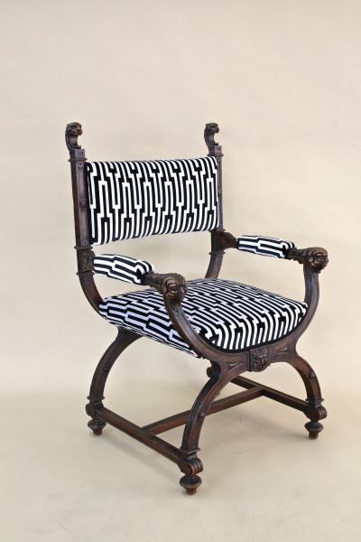 19th Century Renaissance Revival X Chair Savonarola Armchair Austria ca 1860
