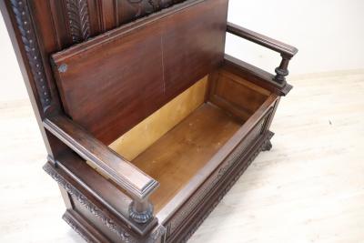 19th Century Renaissance Style Carved Walnut Antique Bench