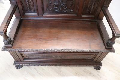 19th Century Renaissance Style Carved Walnut Antique Bench