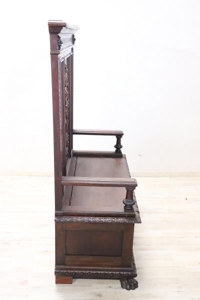 19th Century Renaissance Style Carved Walnut Antique Bench