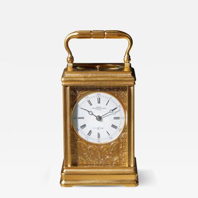19th Century Repeating Gilt Brass Carriage Clock by the Famous Drocourt