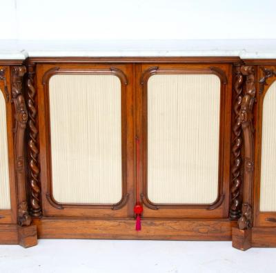 19th Century Rosewood Marble Top Victorian Style Sideboard Credenza