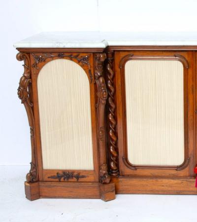 19th Century Rosewood Marble Top Victorian Style Sideboard Credenza