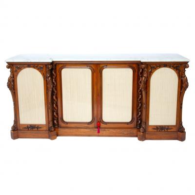 19th Century Rosewood Marble Top Victorian Style Sideboard Credenza