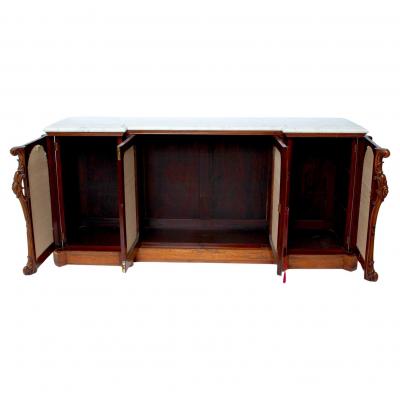 19th Century Rosewood Marble Top Victorian Style Sideboard Credenza