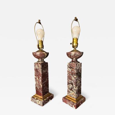 19th Century Rouge de Rance Pair of Columnar French Table Lamps
