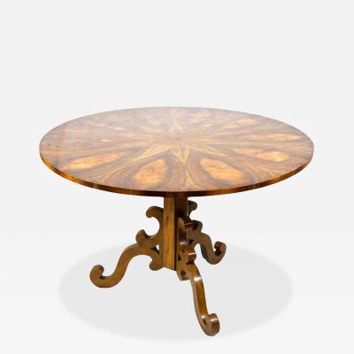19th Century Round Biedermeier Dining Table Center Table Nutwood AT ca 1835