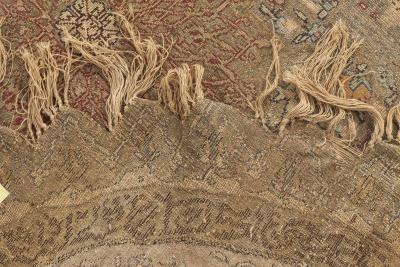 19th Century Round Turkish Silk and Metal Thread Rug