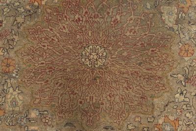 19th Century Round Turkish Silk and Metal Thread Rug