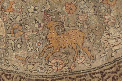19th Century Round Turkish Silk and Metal Thread Rug