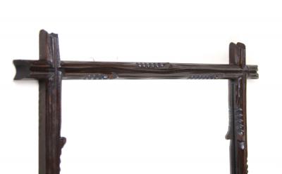 19th Century Rsutic Black Forest Mirror Basswood Hand Carved AT circa 1890