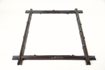 19th Century Rsutic Black Forest Mirror Basswood Hand Carved AT circa 1890