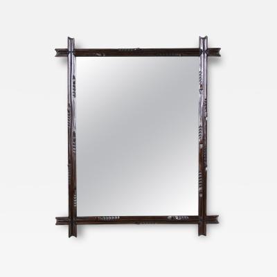 19th Century Rsutic Black Forest Mirror Basswood Hand Carved AT circa 1890