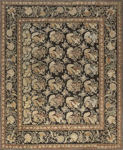 19th Century Russian Bessarabian Black Background Wool Carpet
