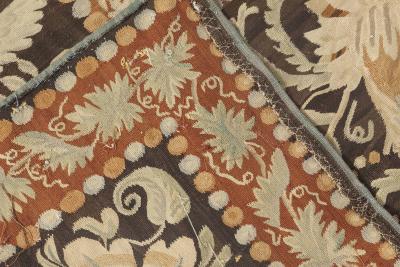 19th Century Russian Bessarabian Black Background Wool Carpet