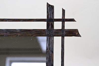 19th Century Rustic Black Forest Mirror Doubleframe Handcarved AT ca 1870