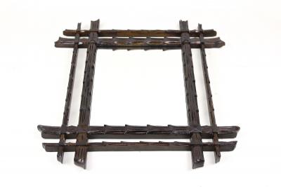 19th Century Rustic Black Forest Mirror Doubleframe Handcarved AT ca 1870
