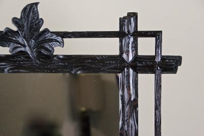 19th Century Rustic Black Forest Mirror Hand Carved Austria circa 1880