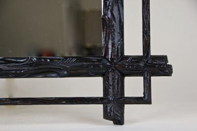 19th Century Rustic Black Forest Mirror Hand Carved Austria circa 1880