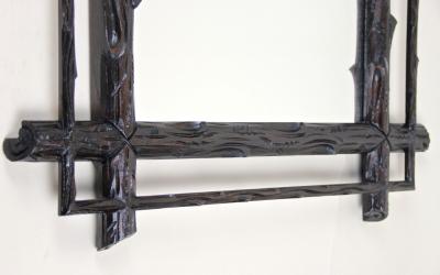 19th Century Rustic Black Forest Mirror Hand Carved Austria circa 1880