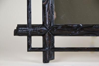 19th Century Rustic Black Forest Mirror Hand Carved Austria circa 1880