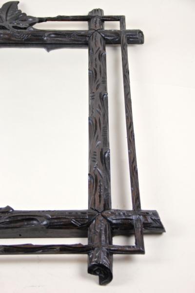 19th Century Rustic Black Forest Mirror Hand Carved Austria circa 1880