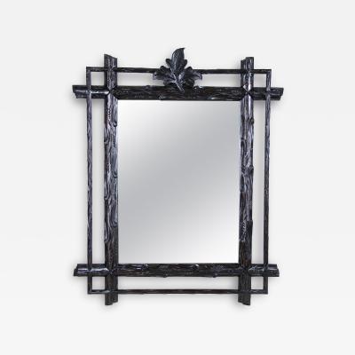 19th Century Rustic Black Forest Mirror Hand Carved Austria circa 1880