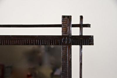19th Century Rustic Black Forest Mirror Hand Carved Austria circa 1880