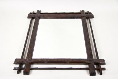 19th Century Rustic Black Forest Mirror Hand Carved Austria circa 1880