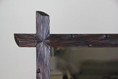 19th Century Rustic Black Forest Mirror Hand Carved Austria circa 1890