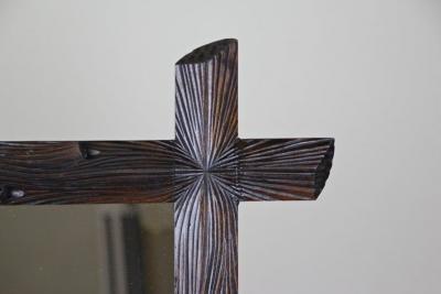 19th Century Rustic Black Forest Mirror Hand Carved Austria circa 1890