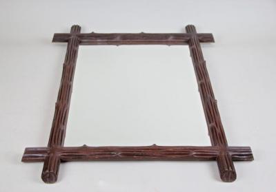 19th Century Rustic Black Forest Mirror Hand Carved Austria circa 1890