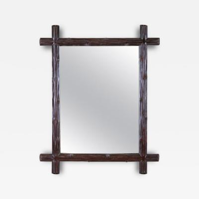 19th Century Rustic Black Forest Mirror Hand Carved Austria circa 1890