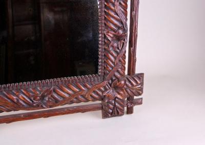 19th Century Rustic Black Forest Mirror Hand Carved Germany circa 1880